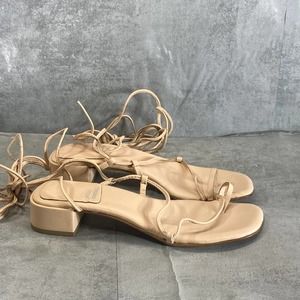 Jeffrey Campbell Women's Blush Leather Agate-2 Square-Toe Block-Heel Sandals SZ8